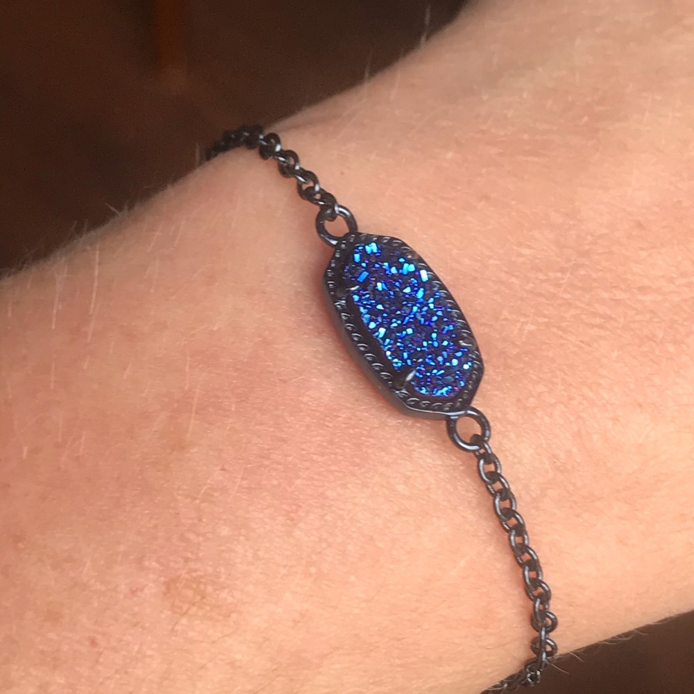 Kendra Scott Elaina Gunmetal w Blue Drusy Bracelet